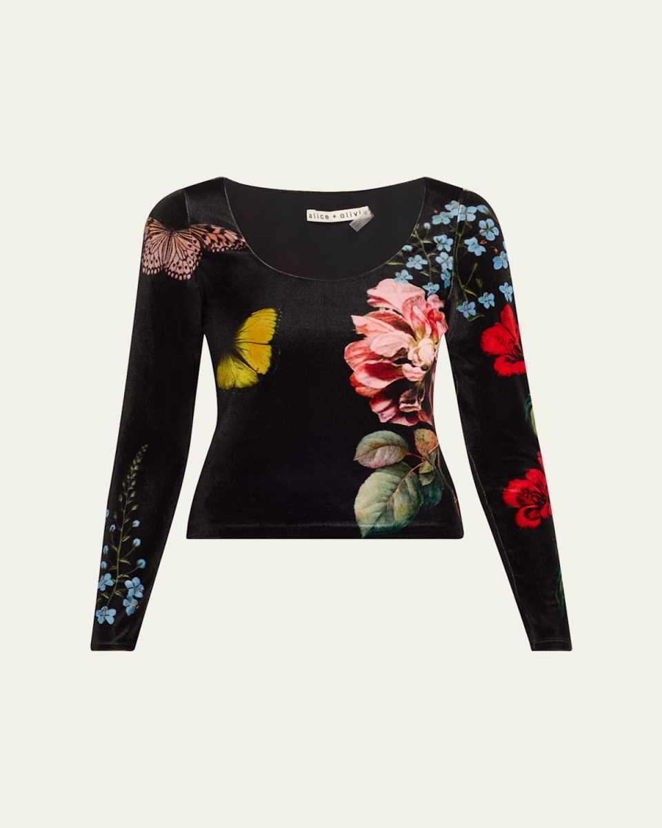 Delaina Scoop-Neck Velvet Top